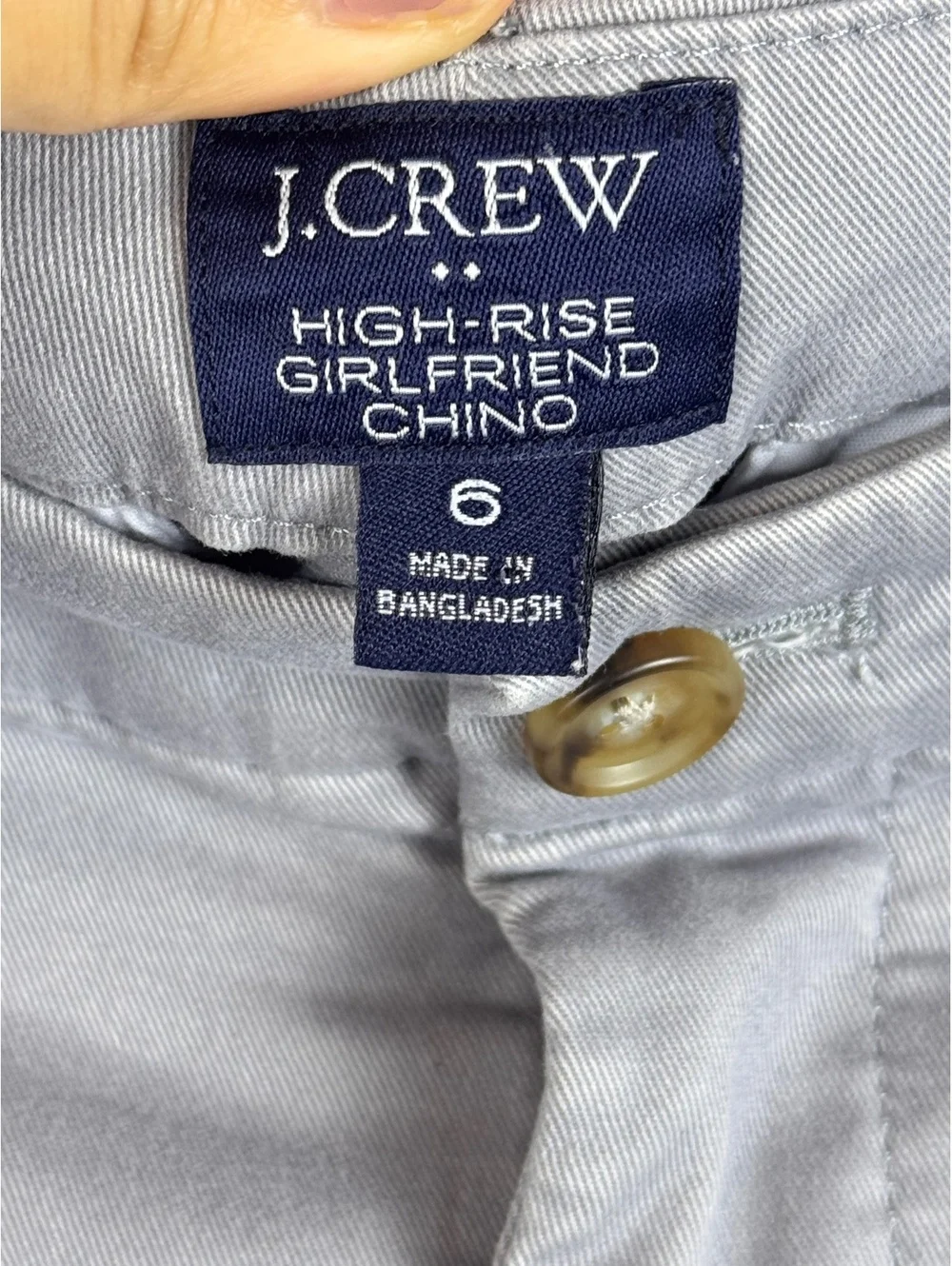 J.Crew High-Rise Girlfriend Chino Pants Size 6 Gray Straight Leg Cotton Stretch